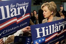 Senátorka Hillary Clintonová během kampaňě před demokratickými prezidentskými primárkami.